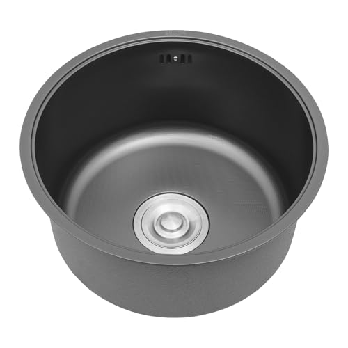 C-Juzarl Spüle Rund Edelstahl Einbauspüle Spülbecken Rundspüle mit Deckel, Edelstahlspüle Campingspüle für Küche Bar Restaurant (40 * 20cm) von C-Juzarl