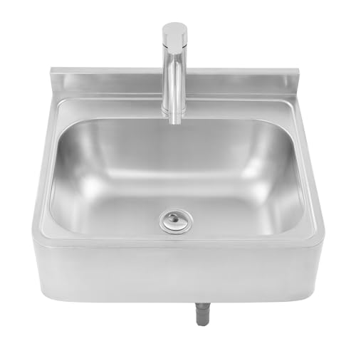 C-Juzarl Wandmontierte Edelstahl Waschbecken 48x39x20cm Spültisch Küchenspüle Spüle Außenspüle für Wohnmobil Badezimmer Spülbecken Küche (Mit Wasserhahn) von C-Juzarl