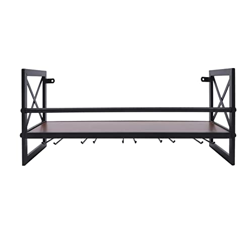 C-Juzarl Weinregale zur Wandmontage, 24Zoll-Mehrzweckregal aus schwarzem Metall mit Glashalter, Flaschenhalter zur Wandmontage, Glasregal, Weinregal Wand Schwarz von C-Juzarl