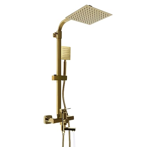 Duschsystem Gold Regendusche Wandhalterung Brausegarnitur, Handbrause, Duschset mit 20 * 20 cm Duschkopf, Duschsystem Armatur Duschsystem Gold Regendusche Wandhalterung Brausegarnitur, Handbrause, Duschset mit 20 * 20 cm Duschkopf, Duschsystem Armatur von C-Juzarl