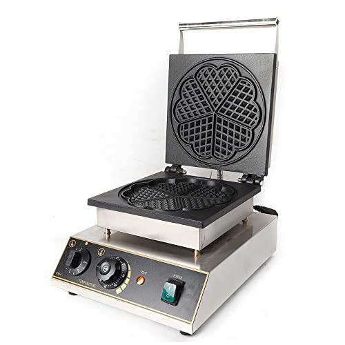 Waffeleisen für klassische Herzwaffeln, 220V Waffelautomat mit Antihaftbeschichtung für Waffeln in Herzform Waffel Backautomat Waffeln Edelstahl mit 5 x Herz, 1750 Watt von C-Juzarl