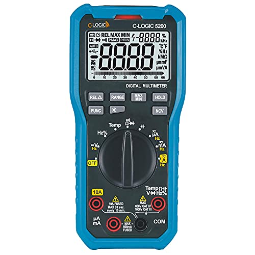 C-LOGIC 5200 Digital Multimeter Professionelles CAT IV 66000 Zählungen NCV Spannung DC/AC 1000V Strom AC/DC 10A Widerstand 66MΩ Temperatur Kapazität Frequenz 20kHz Auto Scaling von C-LOGIC