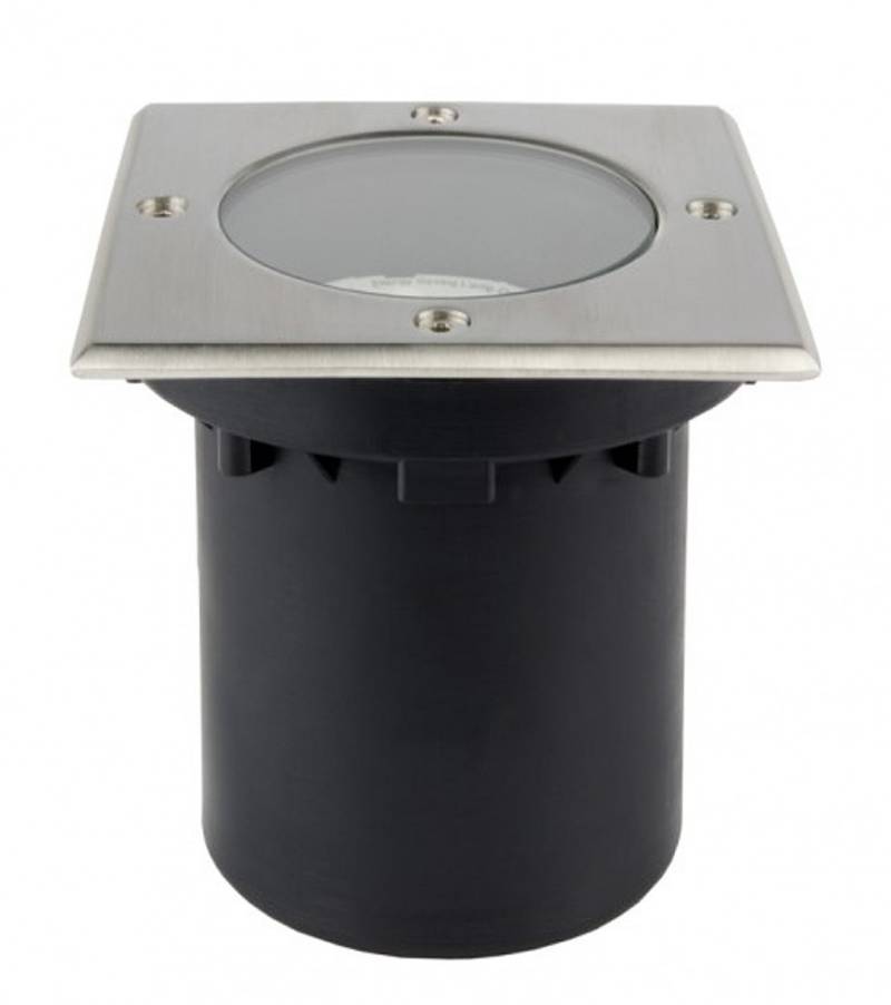 Edelstahl Bodeneinbaustrahler 230 V Eckig IP65 GU10 mit Durchgangsverdrahtung von C-Light GmbH