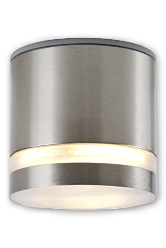 LICHT DISCOUNT LED Aufbauleuchte IP44 Edelstahl Badleuchte Badlampe 230 V - inkl. satiniertem GX53 LED Leuchtmittel 8,5 Watt warmweiss von LICHT DISCOUNT