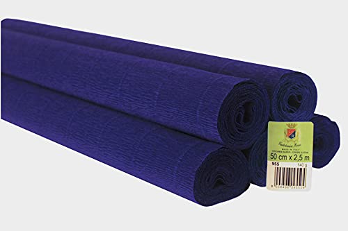 5 Rollen Crespata Papier 140 g einfarbig blau türkis von C R Cartotecnica Rossi