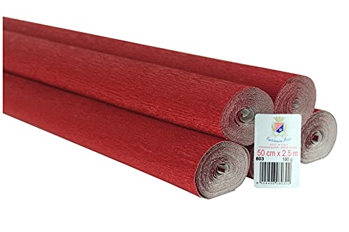 Crespata Papier, 180 g, metallisch, leuchtend rot, 5 Rollen von C R Cartotecnica Rossi