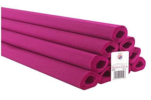 Crespata Papier, 60 g, einfarbig, Cyclamen, 10 Rollen von C R Cartotecnica Rossi