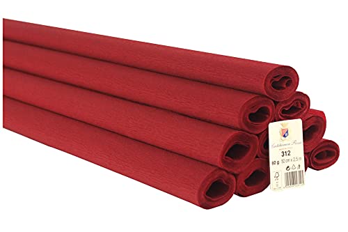 Crespata Papier, 60 g, einfarbig, leuchtend rot, 10 Rollen von C R Cartotecnica Rossi
