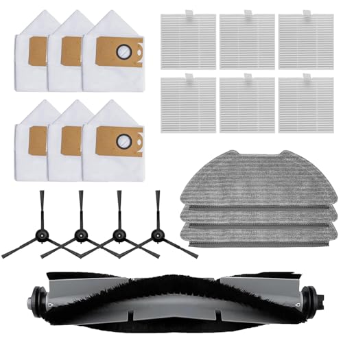 20 Stück zubehör für FIXR T20 Saugroboter mit wischfunktion,1 Hauptbürste,3 Wischtücher, 6 HEPA-Filter, 4 Seitenbürsten und 6 Staubbeutel von C-U