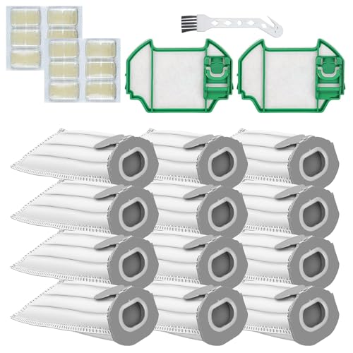 C-U 12 Staubsaugerbeutel für Kobold + 2 HEPA-Filter + 12 Düfte + 1 Mehrzweckbürsten - Ersatzteile für Staubsauger für Vorwerk Kobold VK7 FP7 VK7S FP7S von C-U