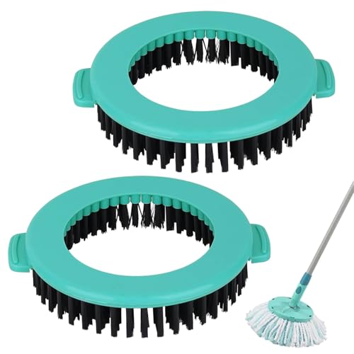 C-U 2 Rotating Schrubber Ersatzkopf + 2 Rund Bodenwischer Ersatzkopf für Leifheit Clean Twist Disc Mop Ergo Micro Set , für alle Bodenarten Schmutzaufnahme, Steife Bürste zum Reinigen von Flecken für von C-U