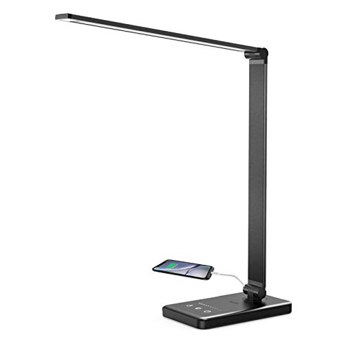 Lacmisc Schreibtischlampe,Touch Control 10 Helligkeitsstufen Tischlampe und USB-Anschluss-Schreibtischlicht Funktion Geeignet für Büro, Schlafzimmer, Kinder von Lacmisc