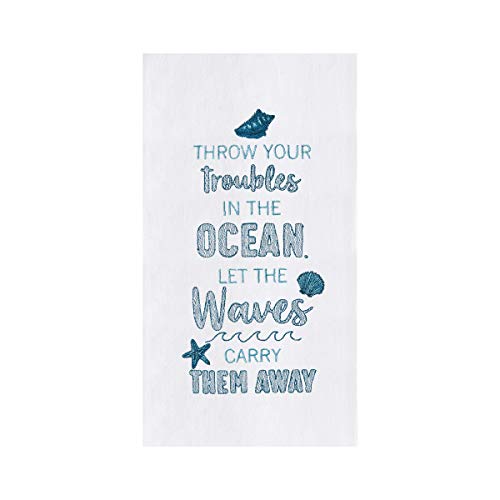 C & F Enterprises „Throw Your Troubles in the Ocean“ bestickter Mehlsack, Küchentuch von C&F Home