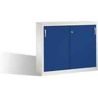 C+P Akten-Sideboard Acurado mit Schiebetüren, 2 Ordnerhöhen, H1000xB1200xT400mm Front Enzianblau Korpus Lichtgrau von C + P Möbelsysteme