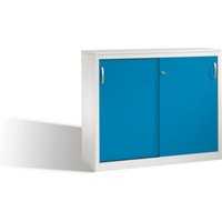 C+P Akten-Sideboard Acurado mit Schiebetüren, 2 Ordnerhöhen, H1000xB1200xT400mm Front Lichtblau Korpus Lichtgrau von C + P Möbelsysteme