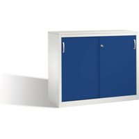 C+P Akten-Sideboard Acurado mit Schiebetüren, 2 Ordnerhöhen, H1000xB1200xT500mm Front Enzianblau Korpus Lichtgrau von C + P Möbelsysteme