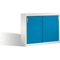 C+P Akten-Sideboard Acurado mit Schiebetüren, 2 Ordnerhöhen, H1000xB1200xT500mm Front Lichtblau Korpus Lichtgrau von C + P Möbelsysteme