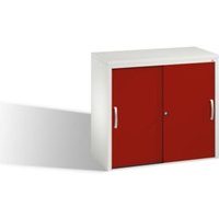 C+P Akten-Sideboard Acurado mit Schiebetüren, 2 Ordnerhöhen, H720xB800xT400mm Front Rubinrot Korpus Lichtgrau von C + P Möbelsysteme