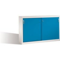 C+P Akten-Sideboard Acurado mit Schiebetüren, 2 x 2 Ordnerhöhen, H1000xB1600xT400mm Front Lichtblau Korpus Lichtgrau von C + P Möbelsysteme