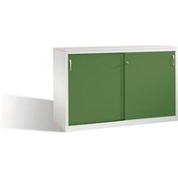 C+P Akten-Sideboard Acurado mit Schiebetüren, 2 x 2 Ordnerhöhen, H1000xB1600xT500mm Front Resedagrün Korpus Lichtgrau von C + P Möbelsysteme