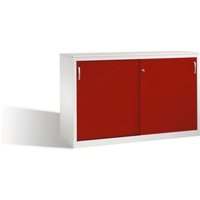 C+P Akten-Sideboard Acurado mit Schiebetüren, 2 x 2 Ordnerhöhen, H1000xB1600xT500mm Front Rubinrot Korpus Lichtgrau von C + P Möbelsysteme