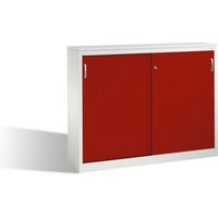 C+P Akten-Sideboard Acurado mit Schiebetüren, 2 x 3 Ordnerhöhen, H1200xB1600xT400mm Front Rubinrot Korpus Lichtgrau von C + P Möbelsysteme