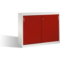 C+P Akten-Sideboard Acurado mit Schiebetüren, 2 x 3 Ordnerhöhen, H1200xB1600xT500mm Front Rubinrot Korpus Lichtgrau von C + P Möbelsysteme