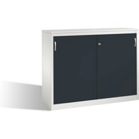 C+P Akten-Sideboard Acurado mit Schiebetüren, 2 x 3 Ordnerhöhen, H1200xB1600xT500mm Front Schwarzgrau Korpus Lichtgrau von C + P Möbelsysteme