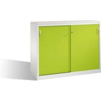 C+P Akten-Sideboard Acurado mit Schiebetüren, 2 x 3 Ordnerhöhen, H1200xB1600xT500mm Front Viridingrün Korpus Lichtgrau von C + P Möbelsysteme