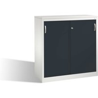 C+P Akten-Sideboard Acurado mit Schiebetüren, 3 Ordnerhöhen, H1200xB1200xT500mm Front Schwarzgrau Korpus Lichtgrau von C + P Möbelsysteme