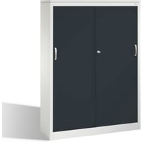 C+P Akten-Sideboard Acurado mit Schiebetüren, 4 Ordnerhöhen, H1600xB1200xT400mm Front Schwarzgrau Korpus Lichtgrau von C + P Möbelsysteme