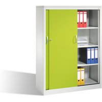 C+P Akten-Sideboard Acurado mit Schiebetüren, 4 Ordnerhöhen, H1600xB1200xT500mm Front Viridingrün Korpus Lichtgrau von C + P Möbelsysteme