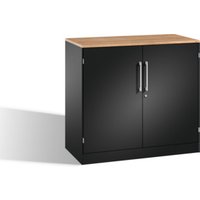 C+P Akten-Sideboard Asisto mit Drehtüren, 2 Ordnerhöhen, H915xB1000xT435mm Schwarzgrau von C + P Möbelsysteme