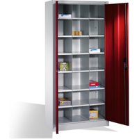 C+P Aktenschrank Acurado mit Drehtüren, innen 21 Gefache, H1950xB930xT400mm Front Rubinrot Korpus Lichtgrau von C + P Möbelsysteme