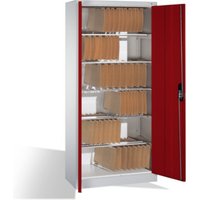 C+P Aktenschrank Acurado mit Drehtüren, innen 6 Pendelstangen, H1950xB930xT400mm Front Rubinrot von C + P Möbelsysteme