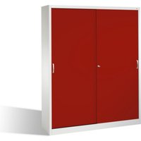 C+P Aktenschrank Acurado mit Schiebetüren, 2 x 5 Ordnerhöhen, H1950xB1600xT400mm Front Rubinrot Korpus Lichtgrau von C + P Möbelsysteme