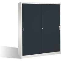 C+P Aktenschrank Acurado mit Schiebetüren, 2 x 5 Ordnerhöhen, H1950xB1600xT400mm Front Schwarzgrau Korpus Lichtgrau von C + P Möbelsysteme