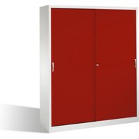 C+P Aktenschrank Acurado mit Schiebetüren, 2 x 5 Ordnerhöhen, H1950xB1600xT500mm Front Rubinrot Korpus Lichtgrau von C + P Möbelsysteme