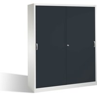 C+P Aktenschrank Acurado mit Schiebetüren, 2 x 5 Ordnerhöhen, H1950xB1600xT500mm Front Schwarzgrau Korpus Lichtgrau von C + P Möbelsysteme