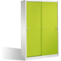 C+P Aktenschrank Acurado mit Schiebetüren, 5 Ordnerhöhen, H1950xB1200xT500mm Front Viridingrün Korpus Lichtgrau von C + P Möbelsysteme