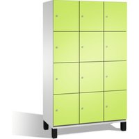 C+P Fächerschrank Cambio auf Füßen, 12 Fächer, H1980xB1200xT525mm Front Viridingrün Korpus Lichtgrau von C + P Möbelsysteme