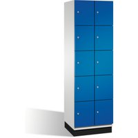 C+P Fächerschrank Cambio auf Sockel, 10 Fächer, H1950xB600xT525mm Front Enzianblau Korpus Lichtgrau von C + P Möbelsysteme