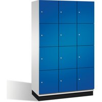 C+P Fächerschrank Cambio auf Sockel, 12 Fächer, H1950xB1200xT525mm Front Enzianblau Korpus Lichtgrau von C + P Möbelsysteme