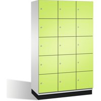 C+P Fächerschrank Cambio auf Sockel, 15 Fächer, H1950xB1200xT525mm Front Viridingrün Korpus Lichtgrau von C + P Möbelsysteme