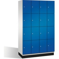 C+P Fächerschrank Cambio auf Sockel, 16 Fächer, H1950xB1200xT525mm Front Enzianblau Korpus Lichtgrau von C + P Möbelsysteme