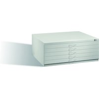 C+P Flachablageschrank für Formate bis DIN A1, 5 Schubladen, H420xB1100xT765mm Front Lichtgrau Korpus Lichtgrau von C + P Möbelsysteme