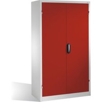 C+P Magazinschrank mit 106 Sichtlagerkästen, H1950xB1100xT535mm Front Rubinrot Korpus Lichtgrau von C + P Möbelsysteme