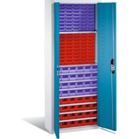 C+P Magazinschrank mit 138 Sichtlagerkästen, H1690xB700xT300mm Front Lichtblau Korpus Lichtgrau von C + P Möbelsysteme