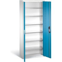 C+P Magazinschrank mit 6 Böden zur Aufnahme von Sichtlagerkästen, H1690xB700xT300mm Front Lichtblau Korpus Lichtgrau von C + P Möbelsysteme