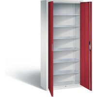 C+P Magazinschrank mit 6 Böden zur Aufnahme von Sichtlagerkästen, H1690xB700xT300mm Front Rubinrot Korpus Lichtgrau von C + P Möbelsysteme